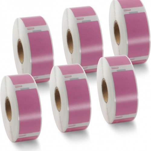 BETCKEY Colored Labels Compatible with Dymo 30336 (1" x 2-1/8") Return Address Labels, Compatible for Dymo LabelWriter Thermal 450, 4XL & Zebra Desktop Printers [6 Rolls, 3000 Labels, Pink]