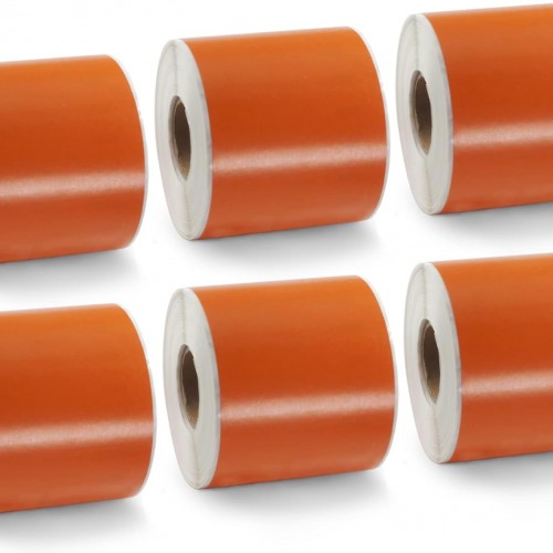 BETCKEY Colored Labels Compatible with Dymo 99019 (2-5/16" x 7-1/2") for Files, Folder, Binders, Compatible for Dymo LabelWriter Thermal 450, 4XL & Zebra Desktop Printers [6 Rolls, 900 Labels, Orange]