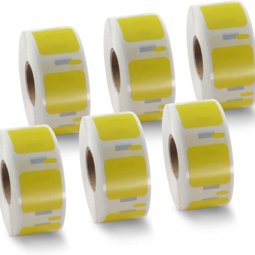BETCKEY Colored Labels Compatible with Dymo 30332 (1" x 1") Square QR Code Labels, Compatible for Dymo LabelWriter Thermal 450, 4XL & Zebra Desktop Printers [6 Rolls, Yellow]