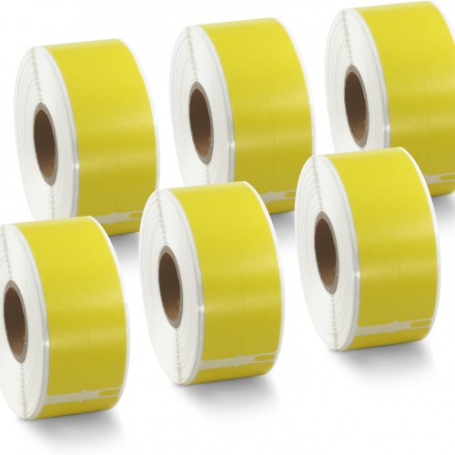 BETCKEY Colored Labels Compatible with Dymo 30277 (9/16" x 3-7/16") File Folder(2-up) Labels, Compatible for Dymo LabelWriter Thermal 450, 4XL & Zebra Desktop Printers [6 Rolls, Yellow]