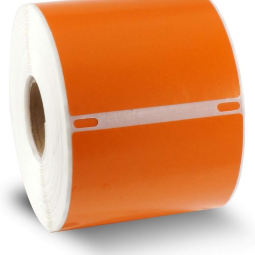 BETCKEY Colored Labels Compatible with Dymo 30857 (2-1/4" x 4") Visitor Name Tag Badge Labels, Compatible for Dymo LabelWriter Thermal 450, 4XL & Zebra Desktop Printers [1 Roll, Orange]
